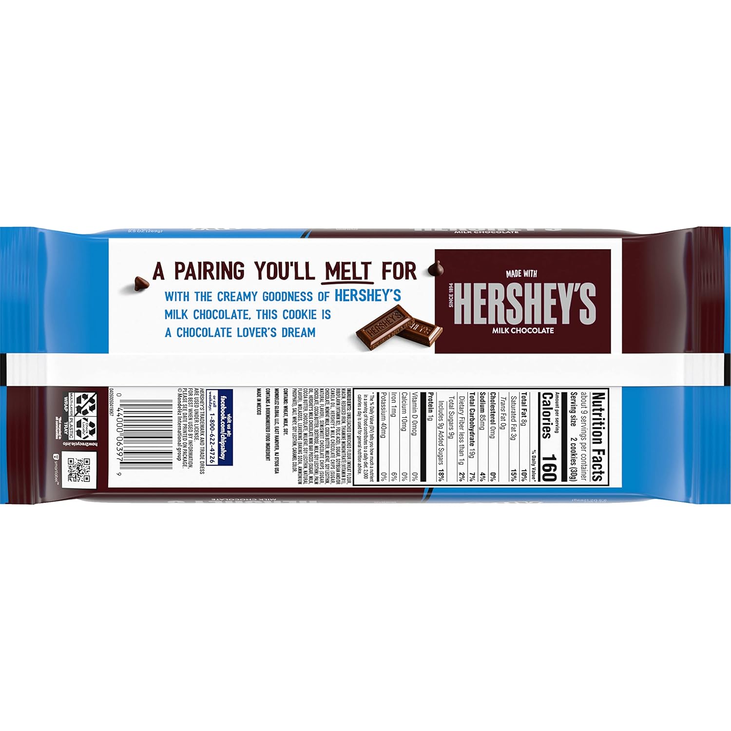 CHIPS AHOY! Hershey’s – Galletas con chispas de chocolate con leche, 12 paquetes de 9.5 onzas