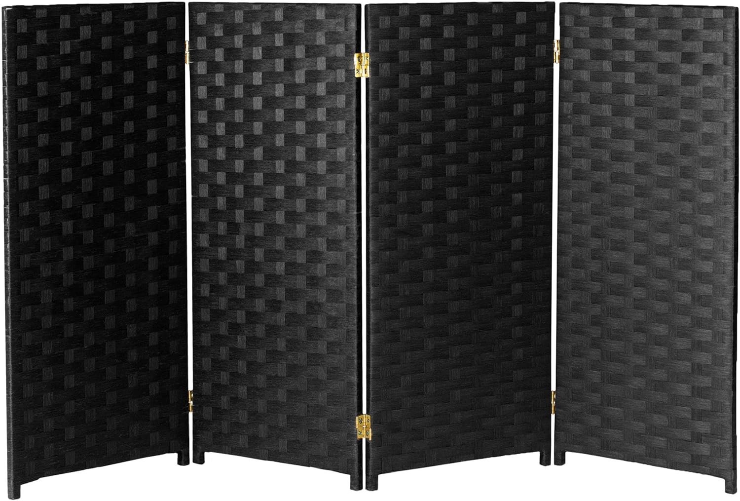 Red Lantern Pantalla plegable de fibra tejida corta de 3 pies – 4 paneles – negro