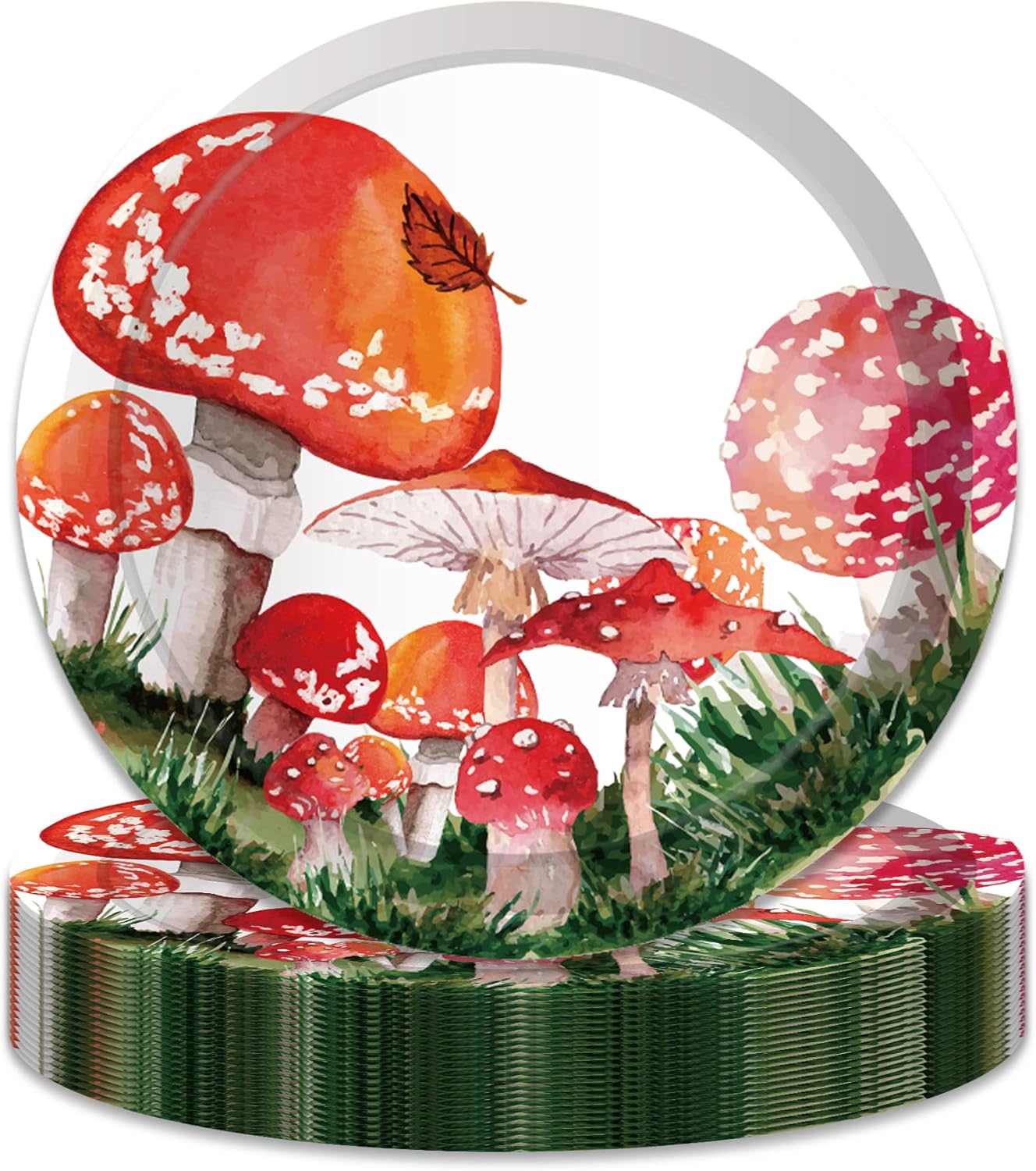 Platos de papel de hongo rojo de 9 pulgadas, vajilla redonda desechable para fiestas, platos de papel para fiestas, suministros para fiestas,
