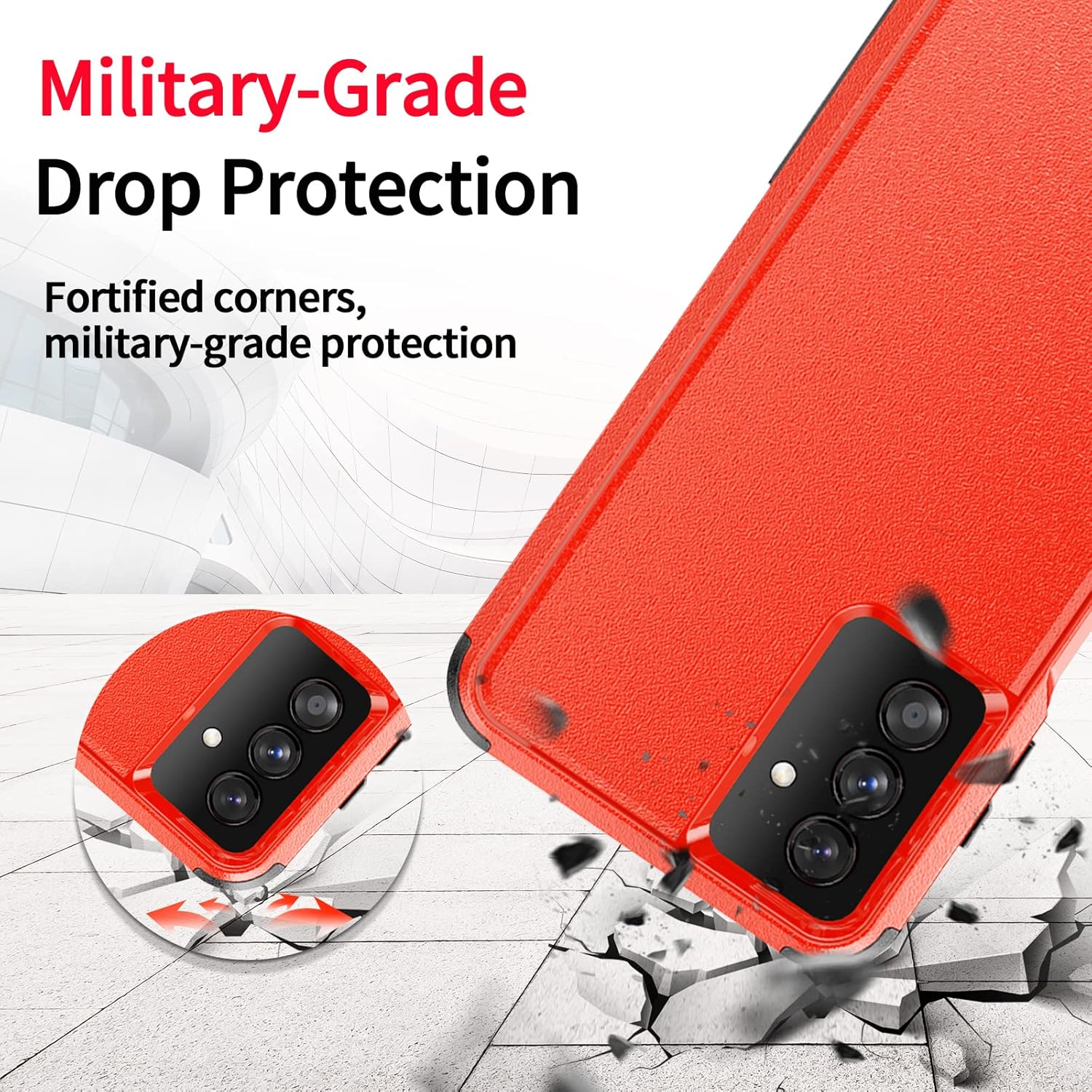 Unitedtime – Funda para Galaxy A13  Protección contra caídas resistente a prueba de golpes Militar Bumper Funda para teléfono  Resistente (rojo)
