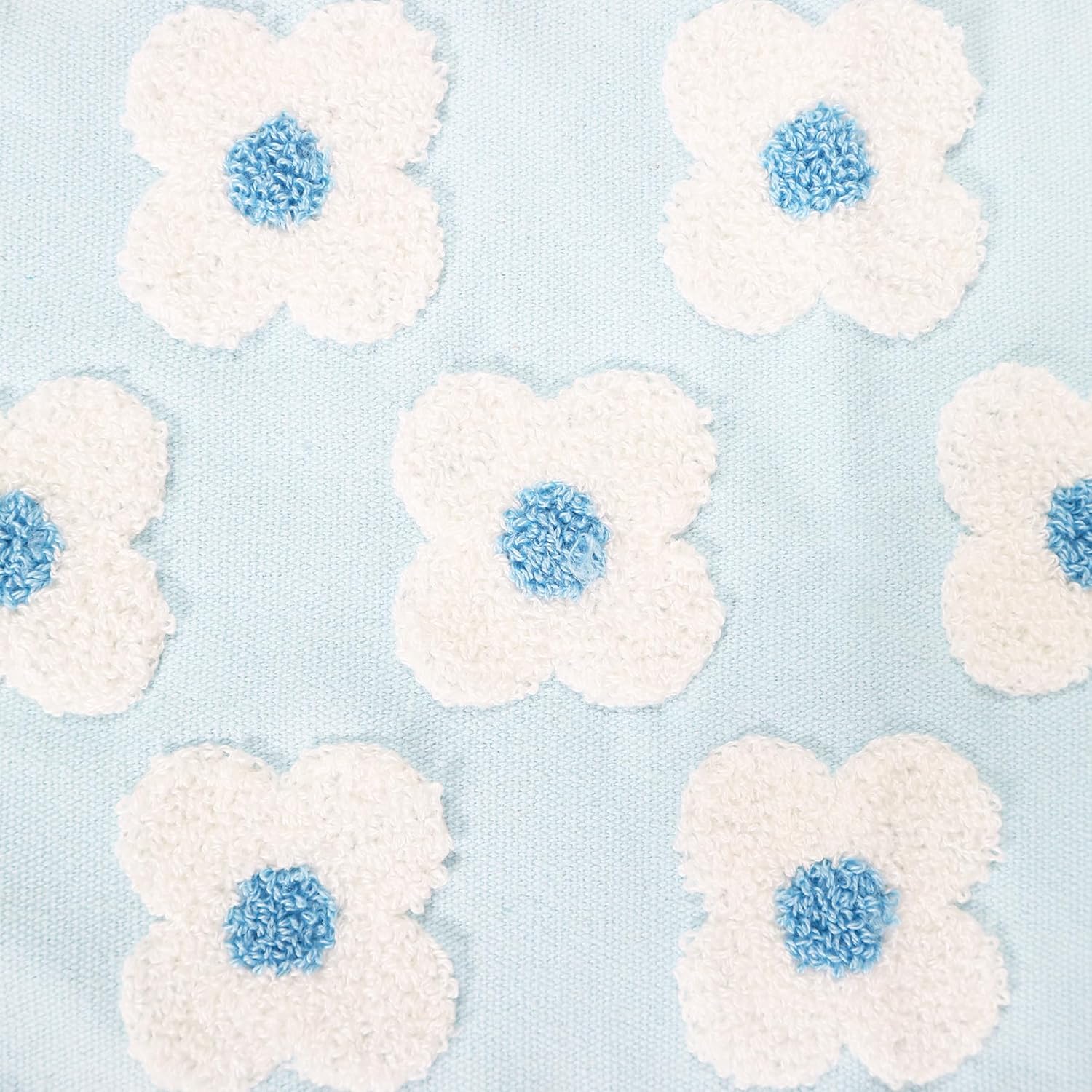 Funda de almohada bordada de 12 x 20 pulgadas, diseño floral azul claro, decoración del hogar, funda de almohada bordada de lona de algodón gruesa