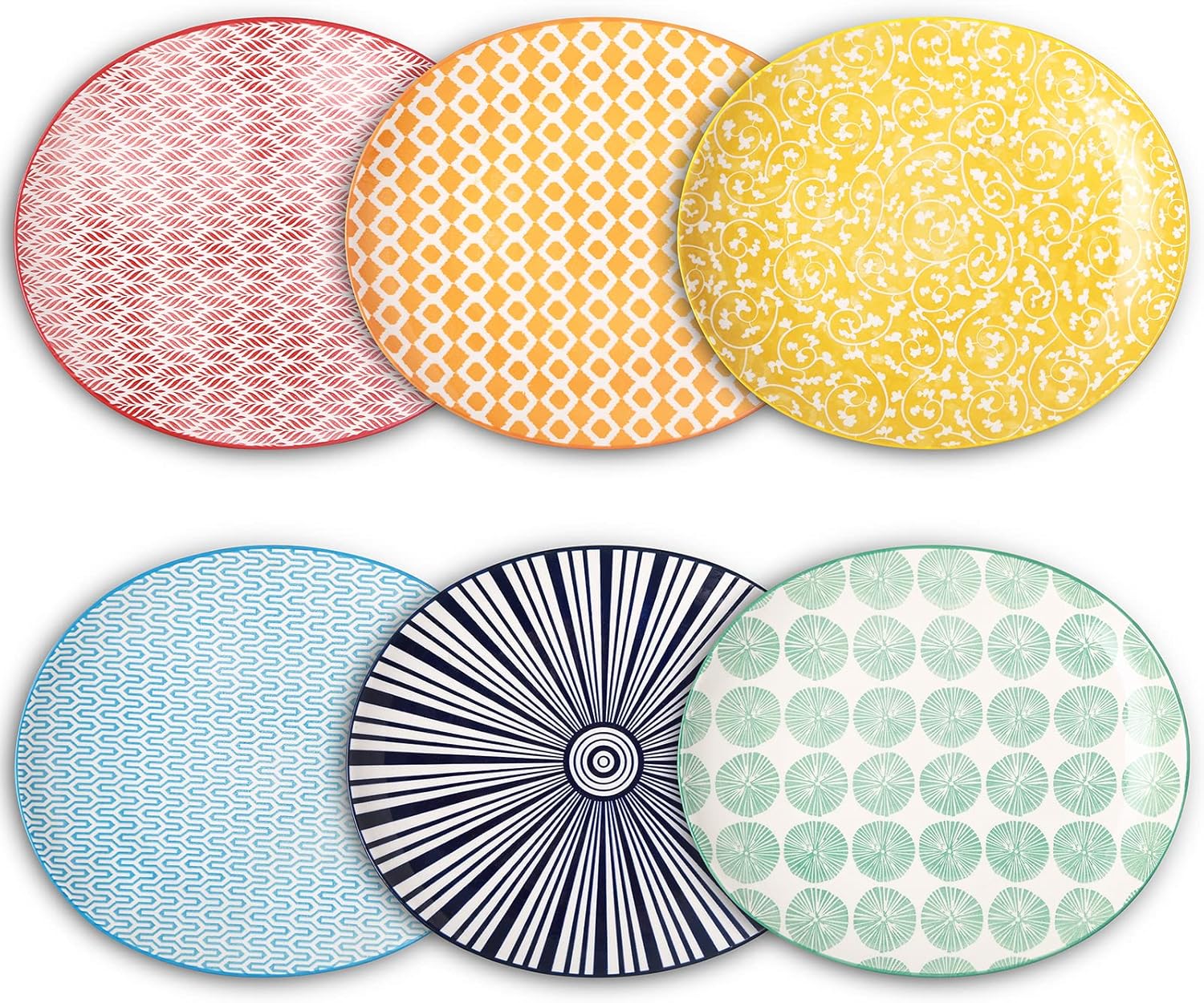 Selamica Platos de cena ovalados poco profundos de porcelana, platos curvados de ensalada de postre de 8 pulgadas, aptos para microondas,