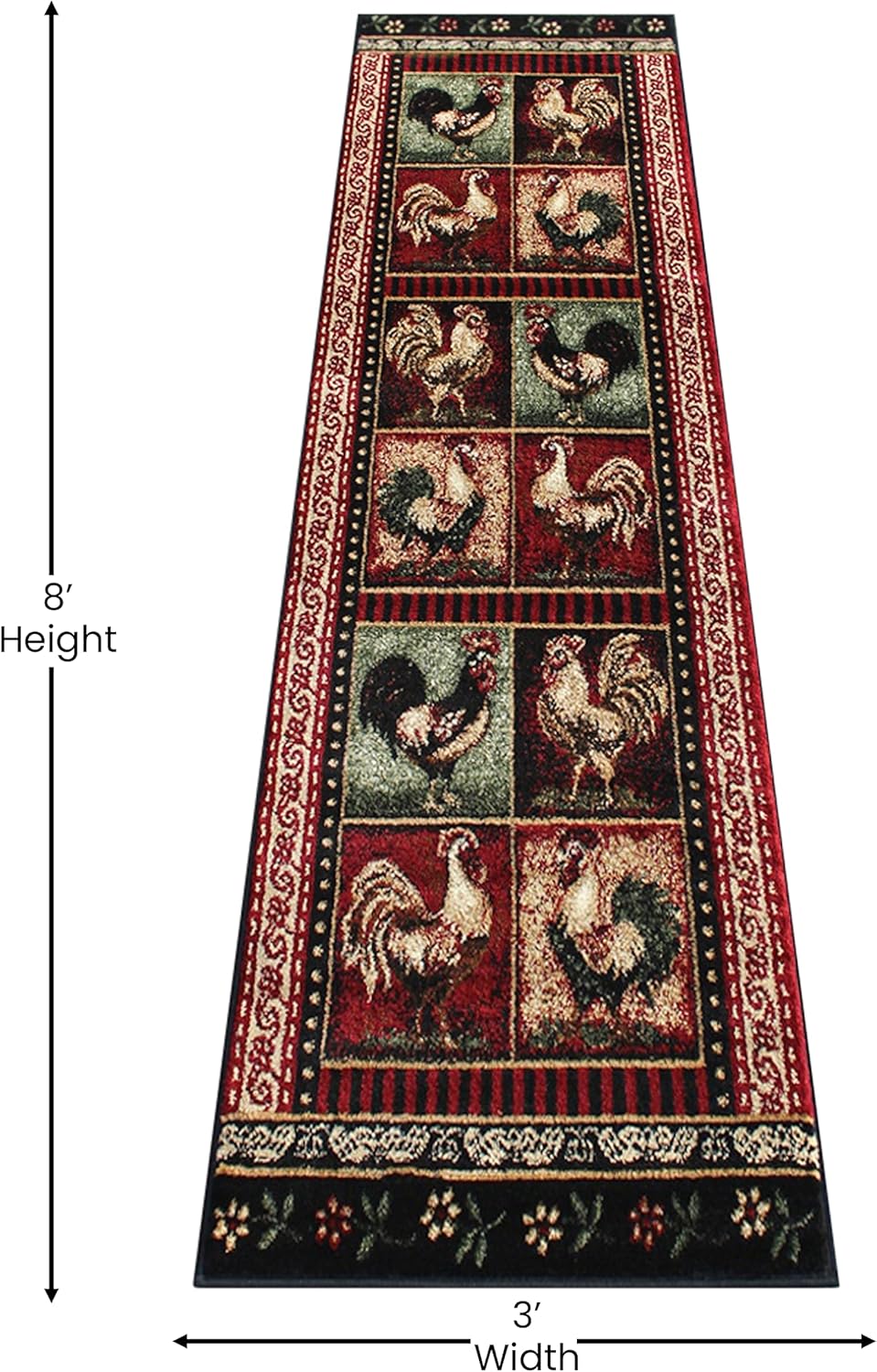 Estilo gallo alfombra alfombra corredor 2 pies 2 pulgadas x 7 pies 2 pulgadas diseño L379