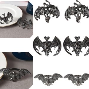 Juego de 6 servilleteros de metal, servilleteros de Halloween para cena, banquete de fiesta de vacaciones, decoración de mesa de buffet (murciélago) Juego de 6 servilleteros de metal, servilleteros de Halloween para cena, banquete de fiesta de vacaciones, decoración de mesa de buffet (murciélago)