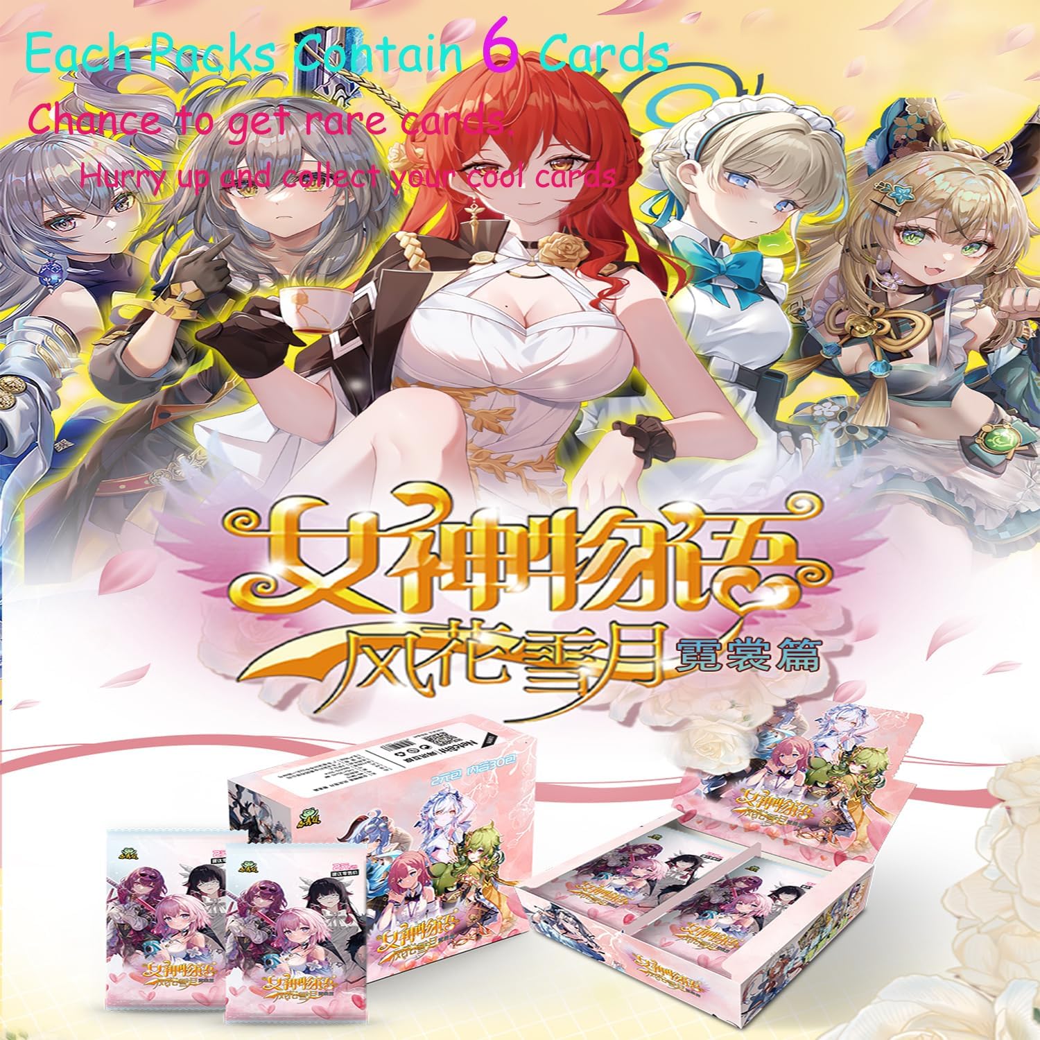 Goddess Story TCG, tarjetas TCG de Goddess Story, tarjeta de anime Girl. Tarjetas TCG de anime, caja de refuerzo de historia de diosa
