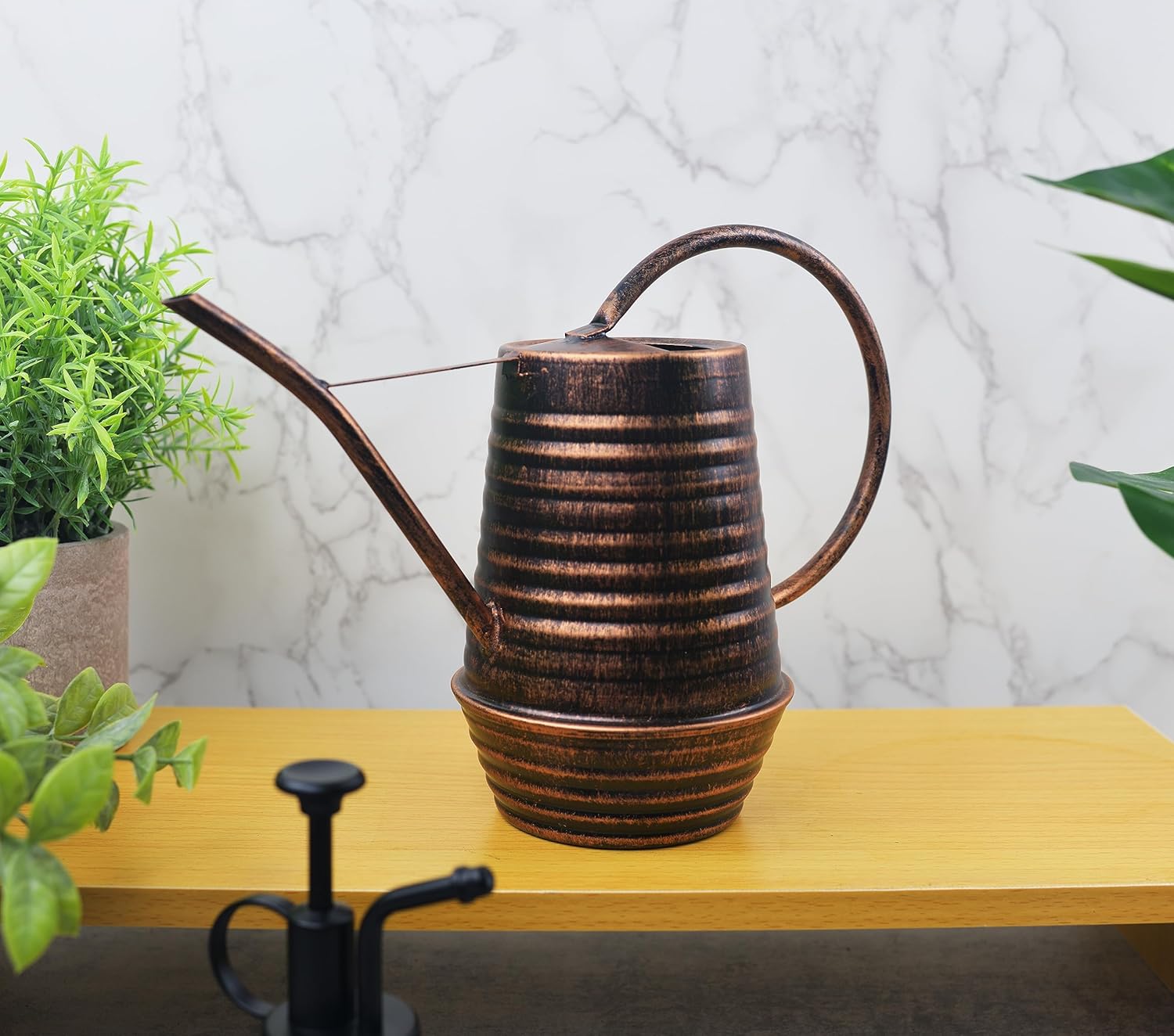 Regadera interior de 0.3 galón34 onzas, regadera de metal con boquilla larga, regadera galvanizada, regadera para plantas de interior (cobre)