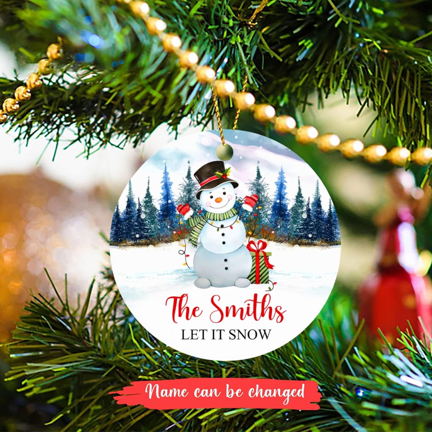 Adorno de Navidad personalizado Let It Snow 2024, adorno de muñeco de nieve de Navidad, regalo de recuerdo para nietos, regalo de muñeco de nieve