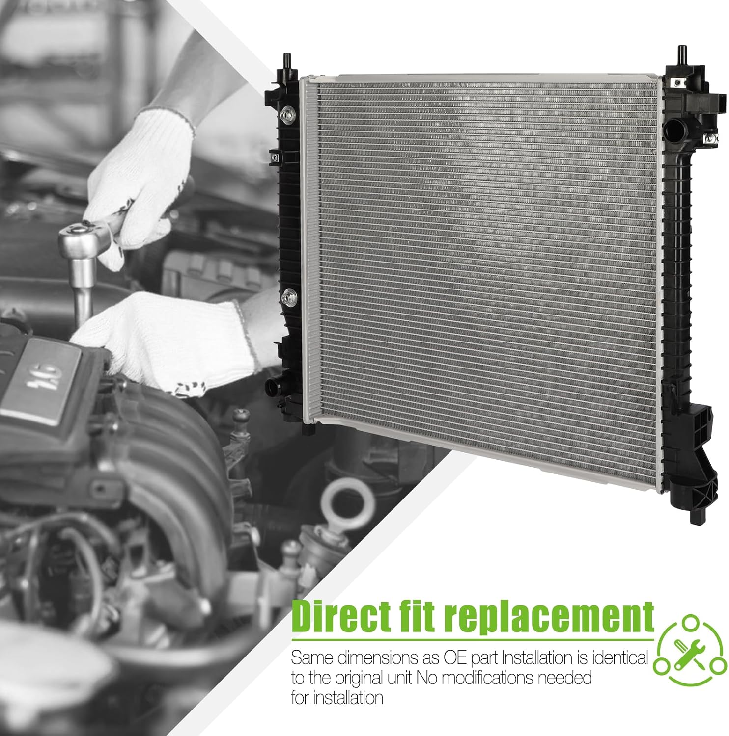 SCITOO 13241 Radiador apto para Cadillac 2010-2011 para Cadillac para SRX 2.8L 2010-2011 para Cadillac para SRX 3.0L 2014-2016 para Cadillac para