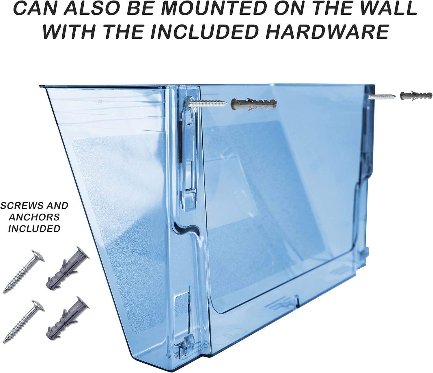 Acrimet Soporte organizador de archivos de bolsillo para montaje en pared (ganchos incluidos) (color azul transparente) (paquete de 2)