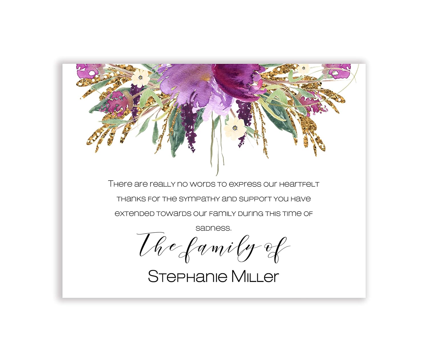 Sympathy Acknowledgement Cards, Funeral Thank You and Bereavement Notes Personalized