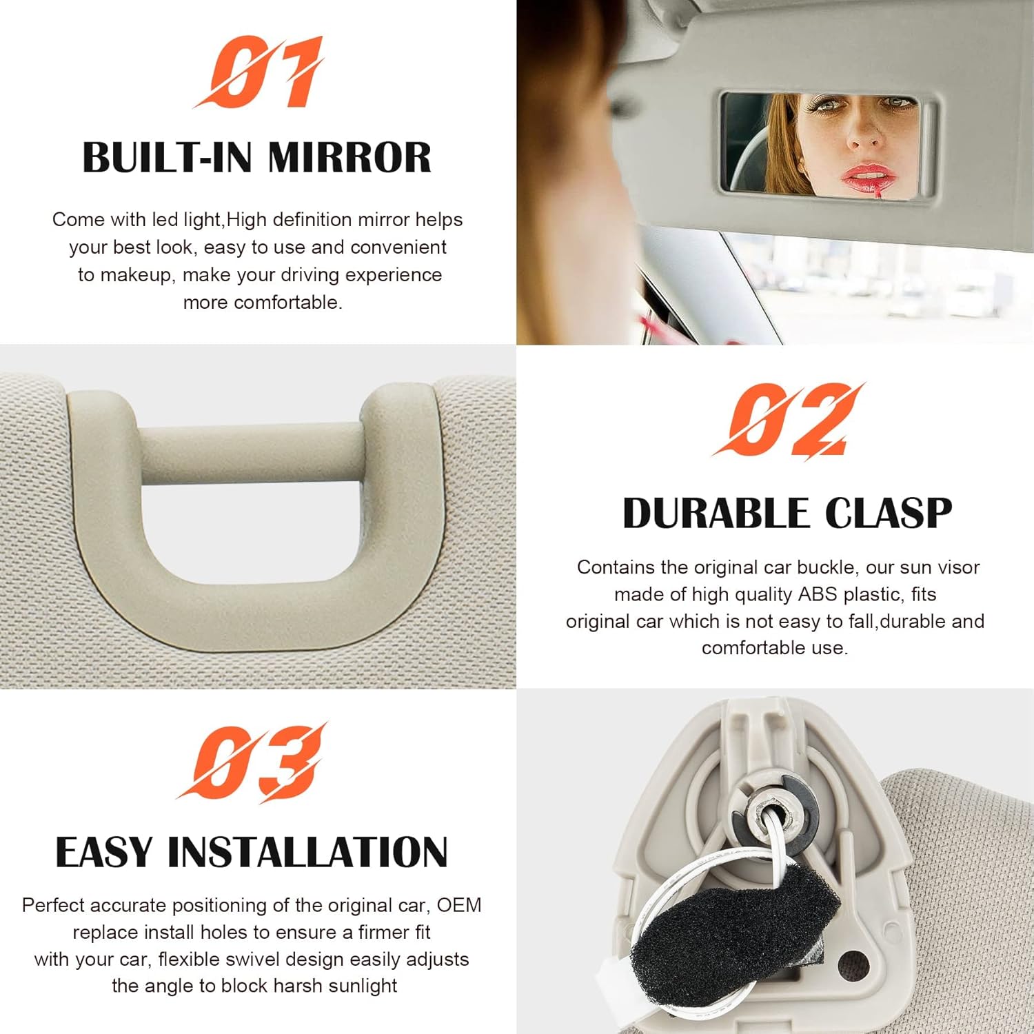 Reemplazo de visera solar para lado izquierdo del conductor beige compatible con Nissan Pathfinder 2013-2018, Infiniti QX60 2014-2017, Infiniti JX35