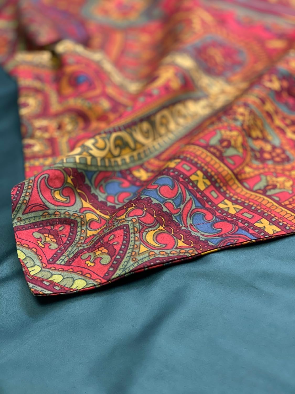 Eikei Juego de funda de edredón y fundas de edredón de lujo con estampado de cachemira bohemio, 3 piezas, medallón de damasco bohemio, 350 hilos,