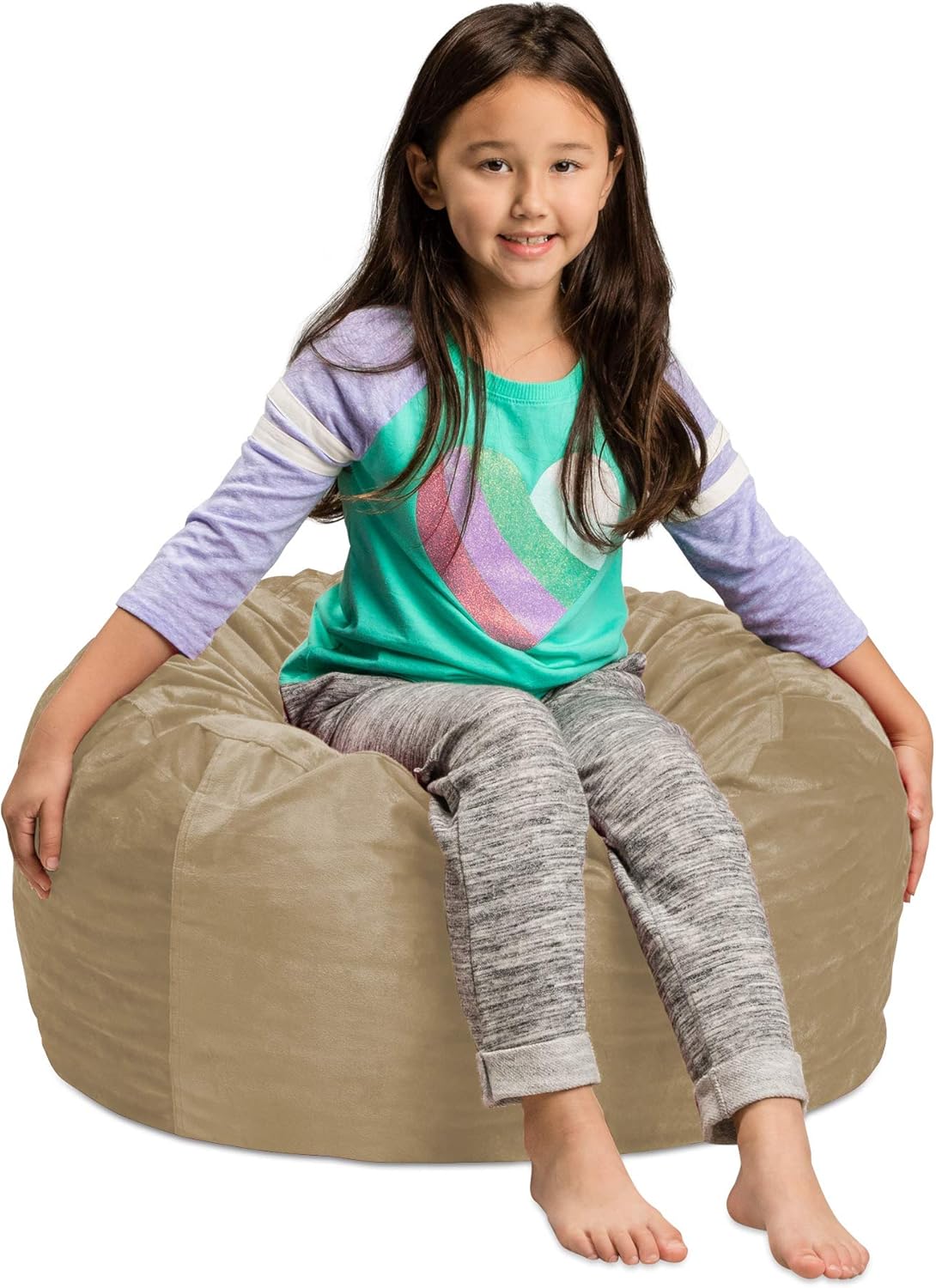 Sofa Sack – Puf de felpa ultra suave para niños – Sillón puff de espuma viscoelástica con funda de microgamuza – Muebles rellenos de espuma y