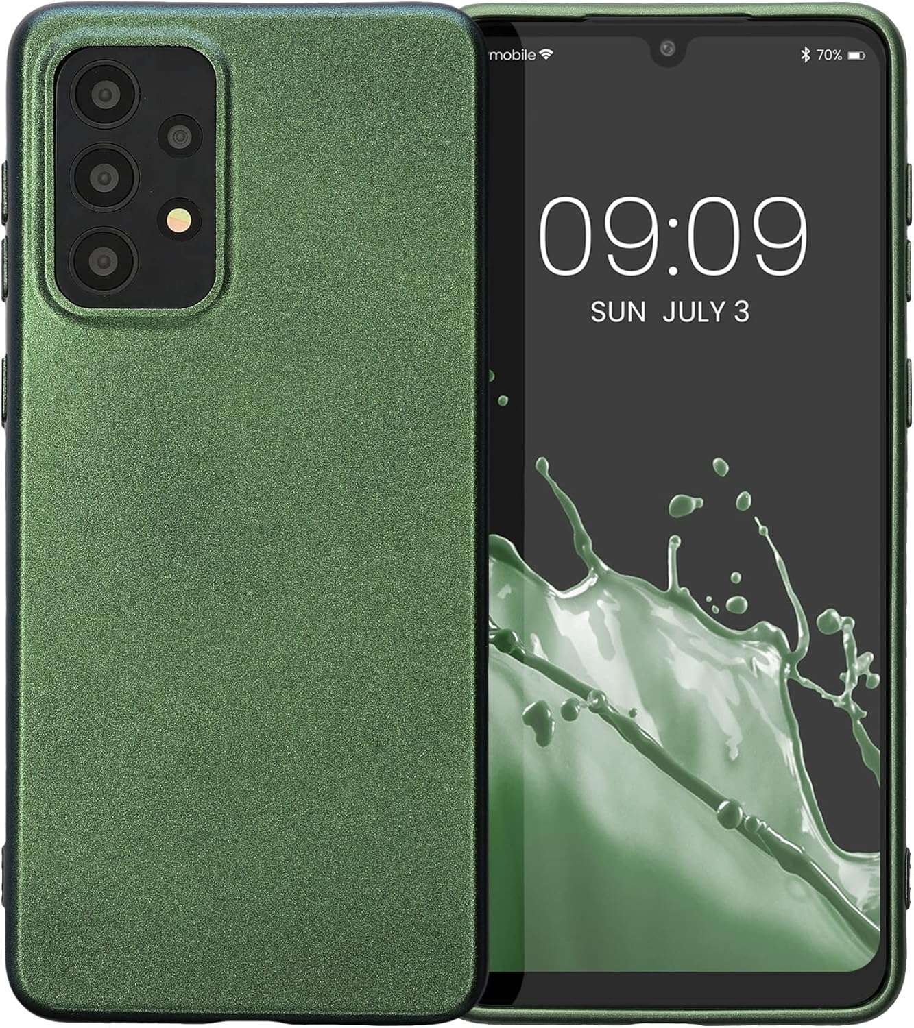 kwmobile Funda compatible con Samsung Galaxy A33 5G – Funda suave y flexible TPU Funda de teléfono Premium Color metálico – Verde bosque metálico
