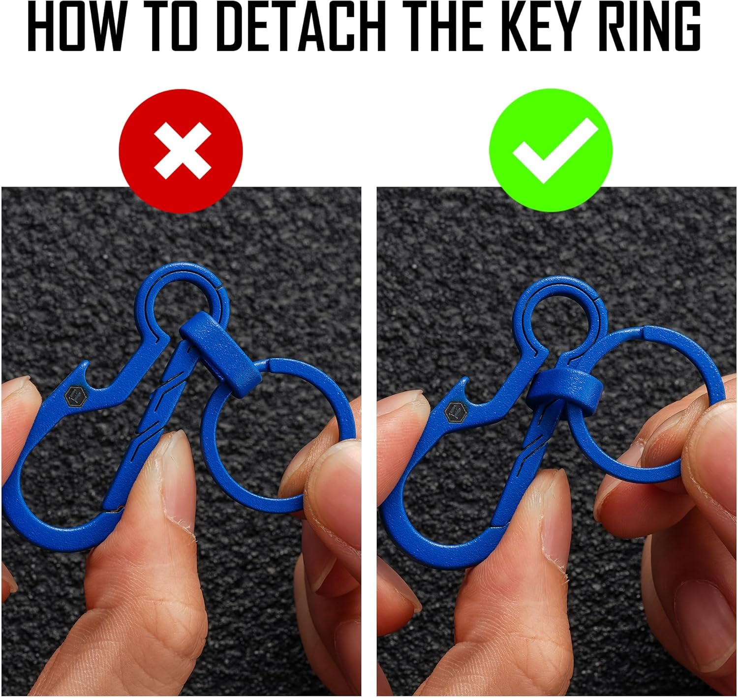 KeyUnity KM01 Titanio EDC Llavero Clip con abrebotellas, Mosquetón de liberación rápida Llavero Soporte para Hombres