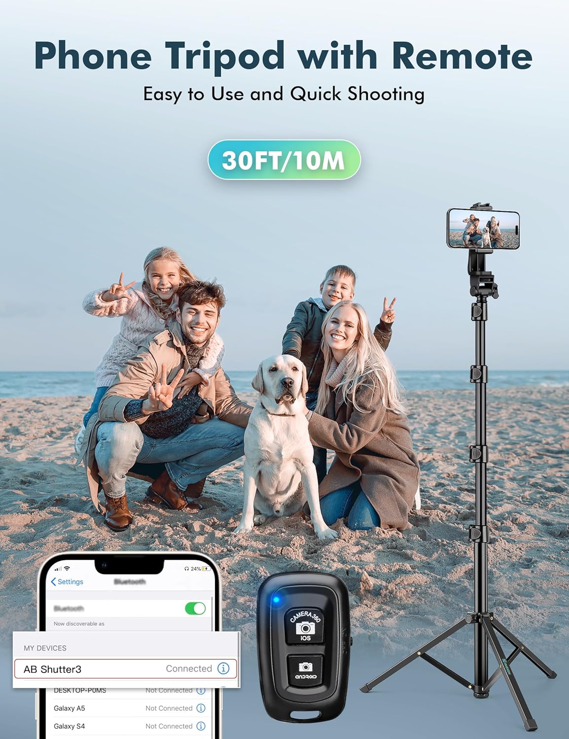 Trípode para teléfono, trípode de 70 pulgadas para iPhone celular, soporte de trípode para selfie stick con soporte remoto para teléfono, trípode de