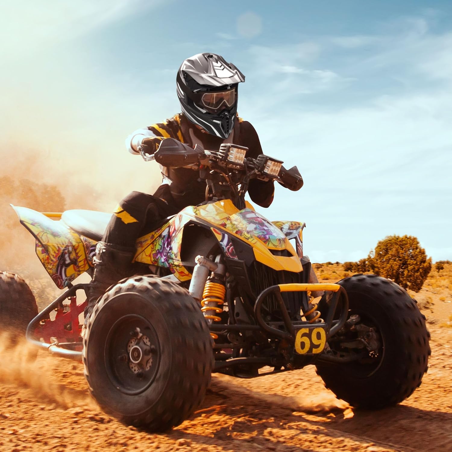 AHR DOT – Casco de motocicleta de cara completa para motocross todoterreno ATV MLXL para adulto