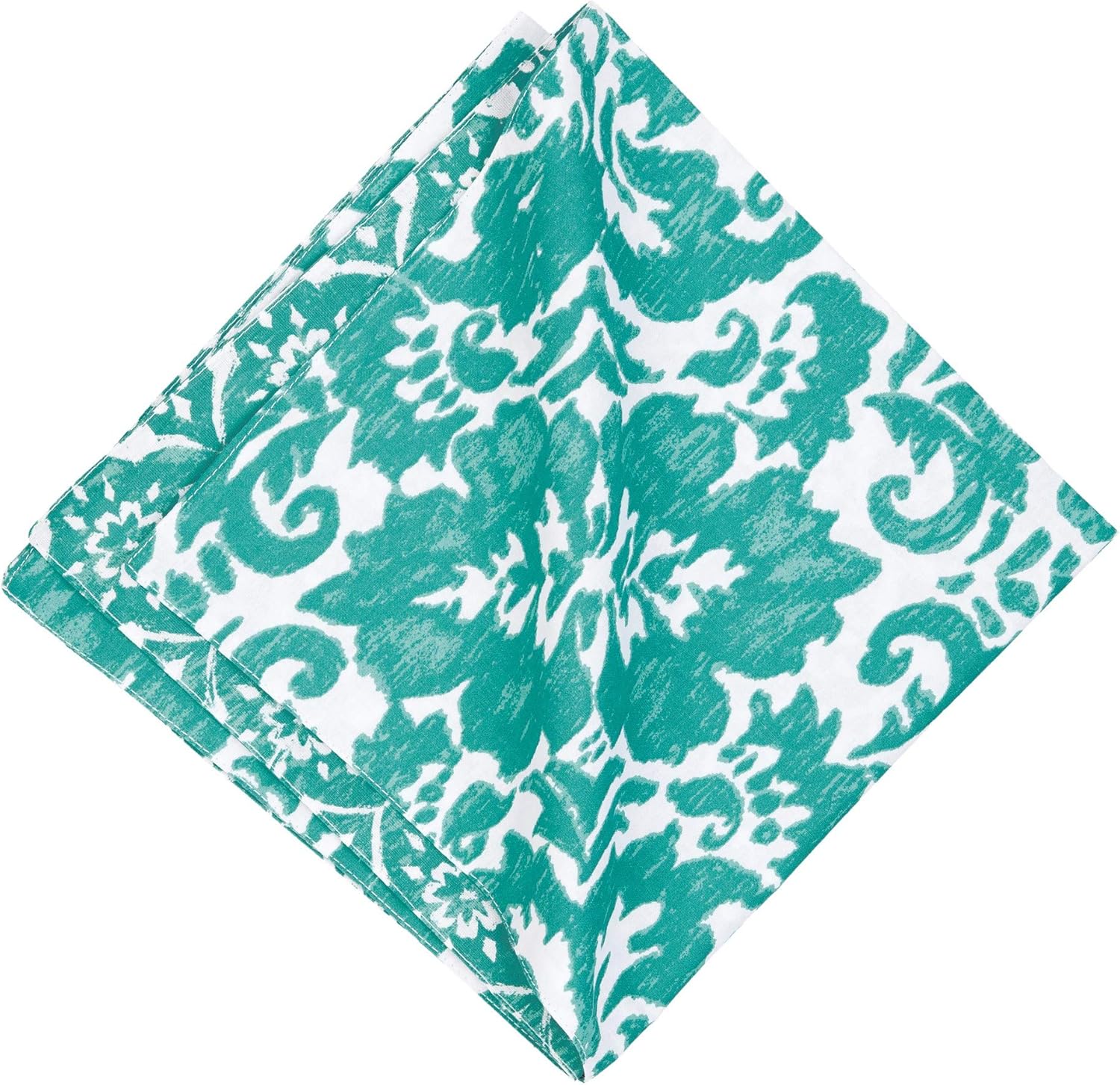 C&F Home Madison Aqua – Servilleta de algodón reversible de gran tamaño, floral, geométrica, verano, primavera, servilleta individual azul