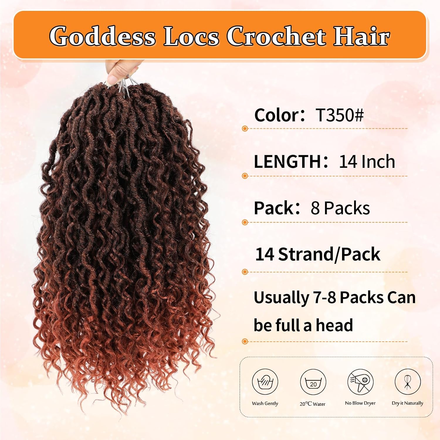 Wodun Goddess Locs – Cabello de ganchillo de 14 pulgadas, 8 paquetes de cabello sintético de ganchillo, cabello de ganchillo previamente enrollado
