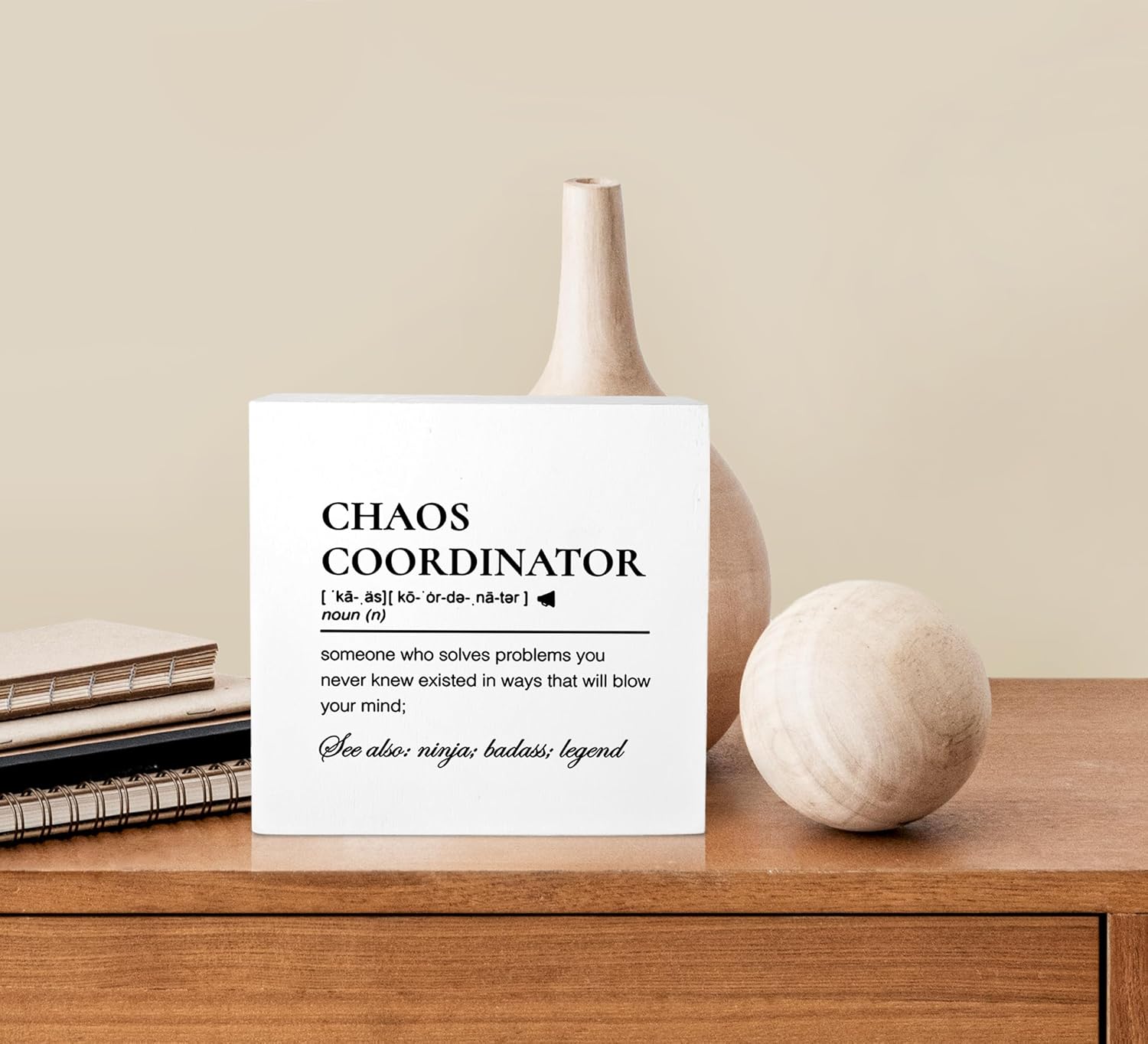 Cartel de escritorio del Coordinador del Caos, letrero de caja de madera del coordinador del caos, regalo rústico de coordinador de caos, placa de