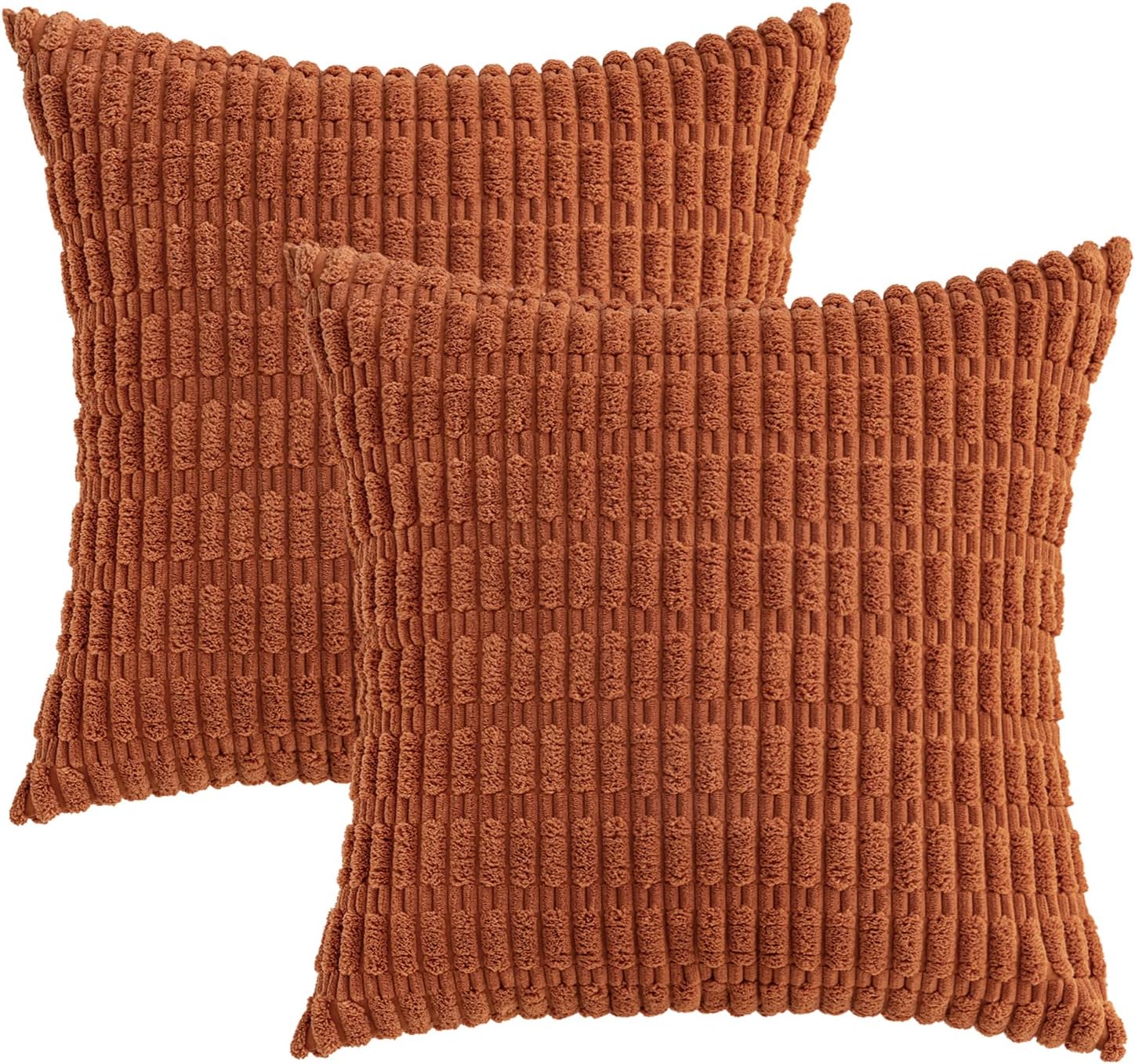 MIULEE Paquete de 2 fundas de almohada decorativas de pana de 16 x 16 pulgadas, fundas de almohada suaves y bohemias a rayas, decoración moderna