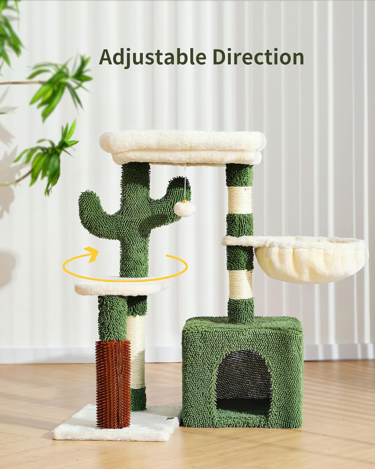 Hoopet Árbol para gatos, torre de cactus de 32 pulgadas para gatos de interior con poste rascador de sisal, acogedor condominio, hamaca, cepillo de