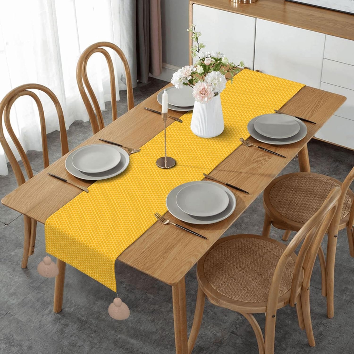 Bee Honeycomb Hexagon Christmas Table Runner Dining Table Decor Christmas Decorations Indoor Home Decor Christmas Table Runners Xmas Navidad