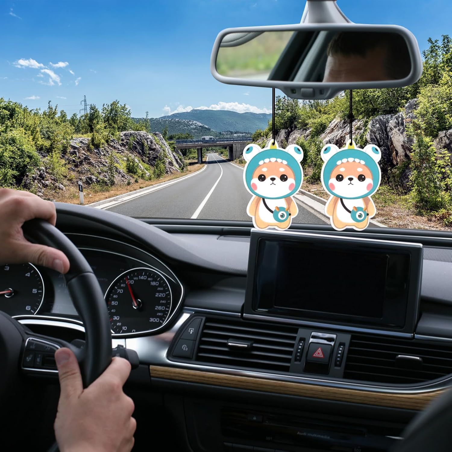 TNNEEV Ambientadores para automóvil, 6 unidades de monstruo azul, Shiba Inu, lindo ambientador colgante de espejo retrovisor para automóvil, aroma