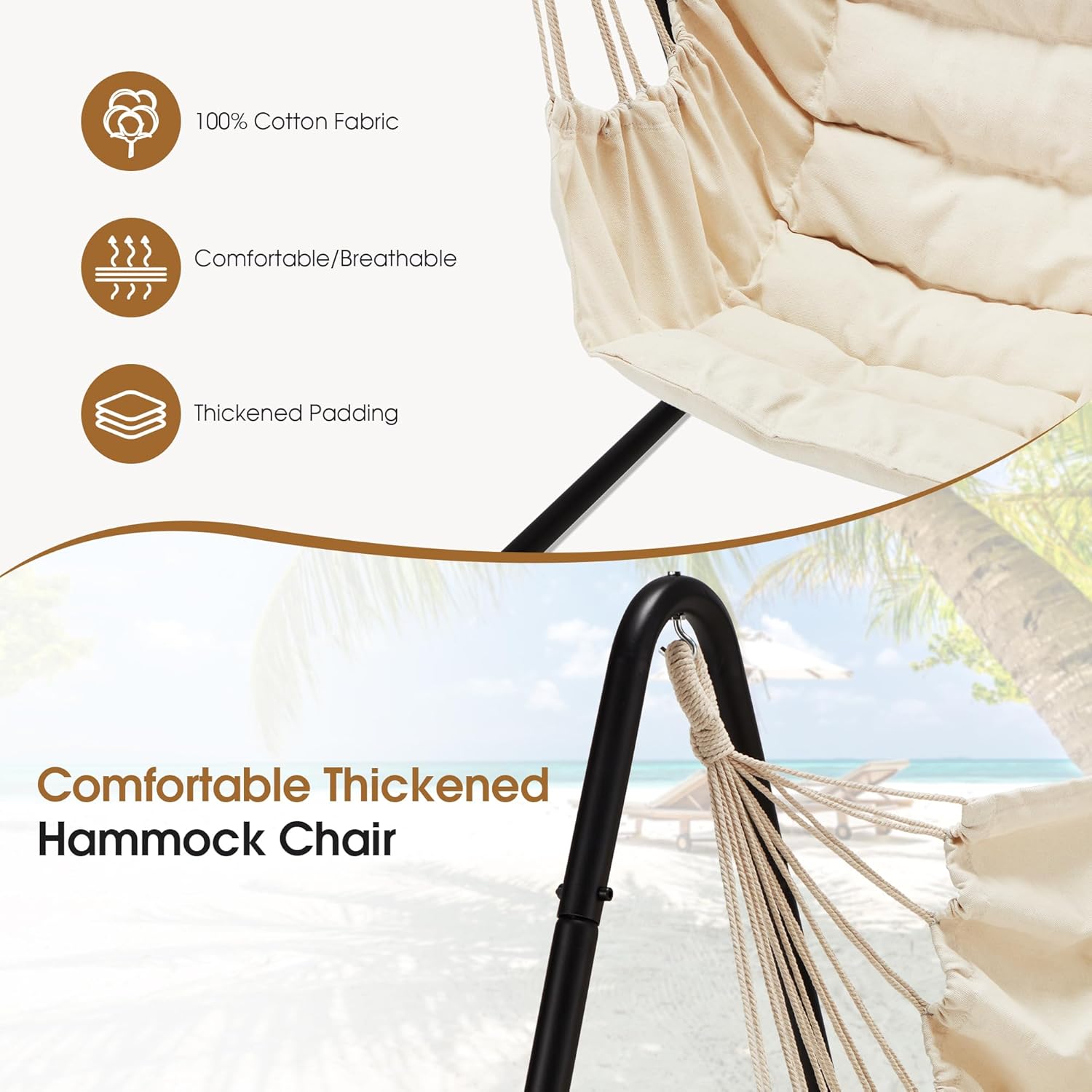 Soporte para silla de hamaca, soporte de hamaca de acero resistente, soporte de columpio multiusos de 450 libras, incluye silla colgante, flujo