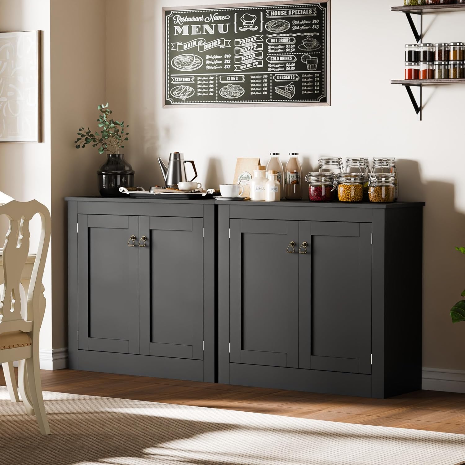 Cozy Castle Gabinete de buffet con almacenamiento  Armario de almacenamiento de cocina, mesa consola de madera, gabinete de café para sala de estar,