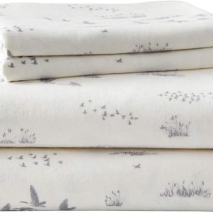 Eddie Bauer – Juego de sábanas de tamaño Queen, de franela de algodón, cepillado para mayor suavidad, acogedora decoración para el hogar (Geese Eddie Bauer – Juego de sábanas de tamaño Queen, de franela de algodón, cepillado para mayor suavidad, acogedora decoración para el hogar (Geese