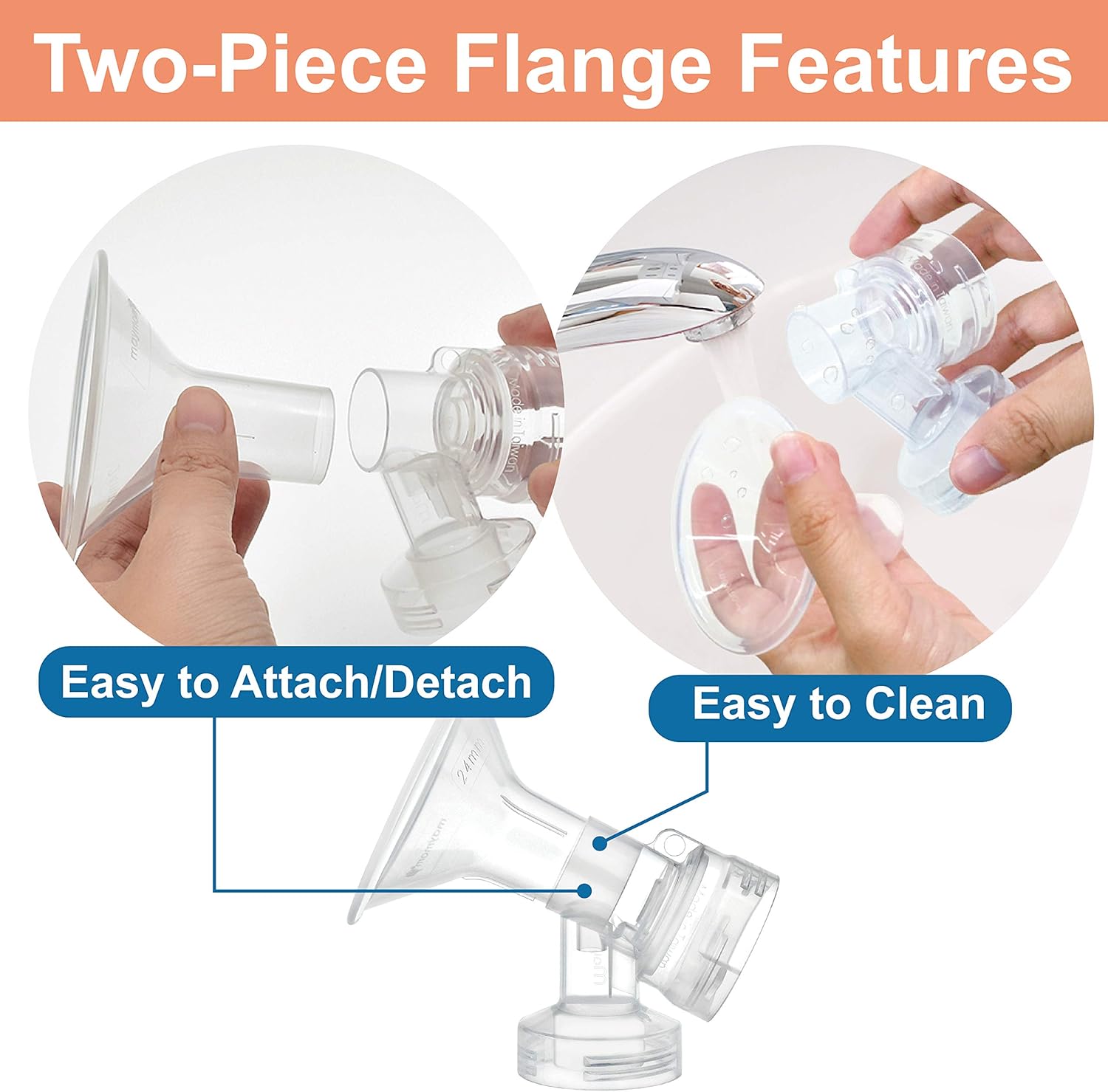 Maymom MyFit – Juego de bridas de dos piezas para el pecho (0.827 in pequeño), conector de membrana de válvula compatible con extractores de leche