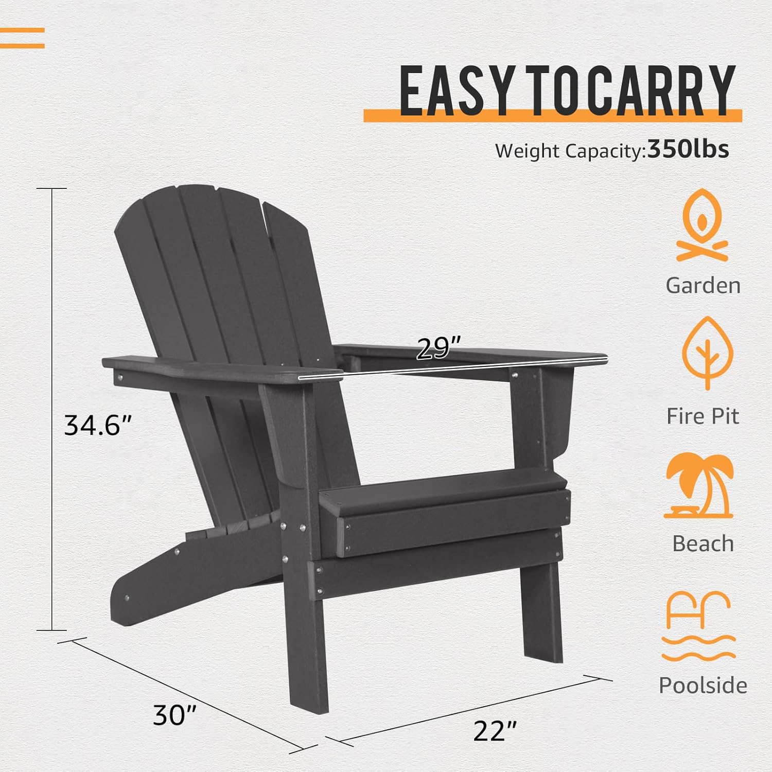 Adirondack – Juego de 2 sillas para patio al aire libre, muebles de plástico HDPE para todo tipo de clima, para terraza, porche delantero, patio