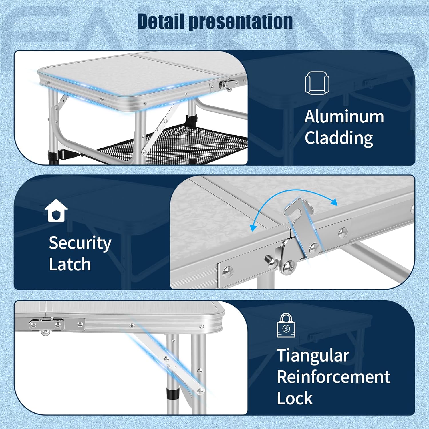 Mesa plegable pequeña con capa de malla, mesa portátil para tarjetas con asa de transporte, altura ajustable de aluminio ligero para campamento al