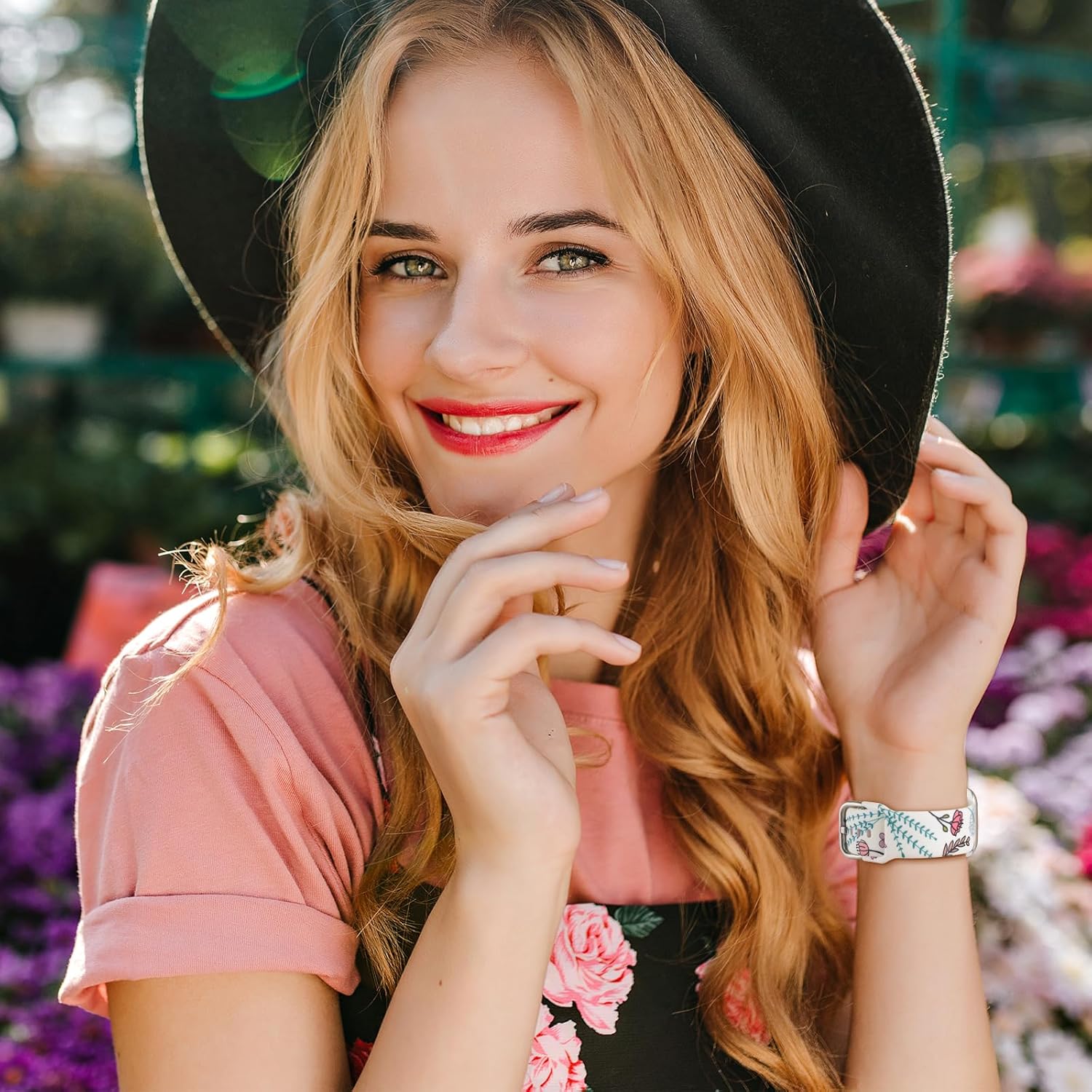 Correas con estampado de flores compatibles con Apple Watch Band de 1.575 pulgadas, 1.614 pulgadas, 1.496 pulgadas, 1.654 pulgadas, 1.732 pulgadas,