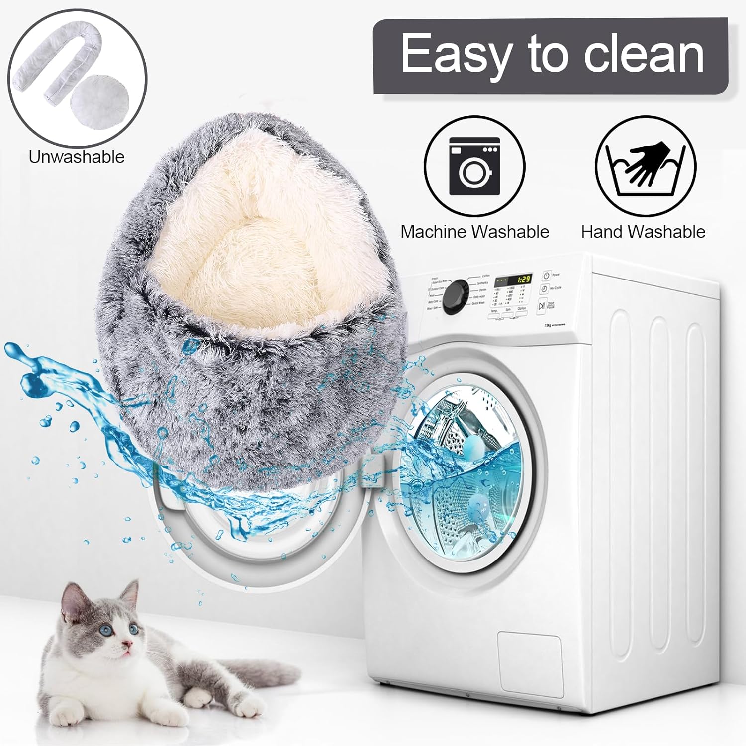 Camas relajantes para perros y cama cueva para gatos con funda con capucha, camas redondas lavables extraíbles para mascotas pequeñas y medianas,