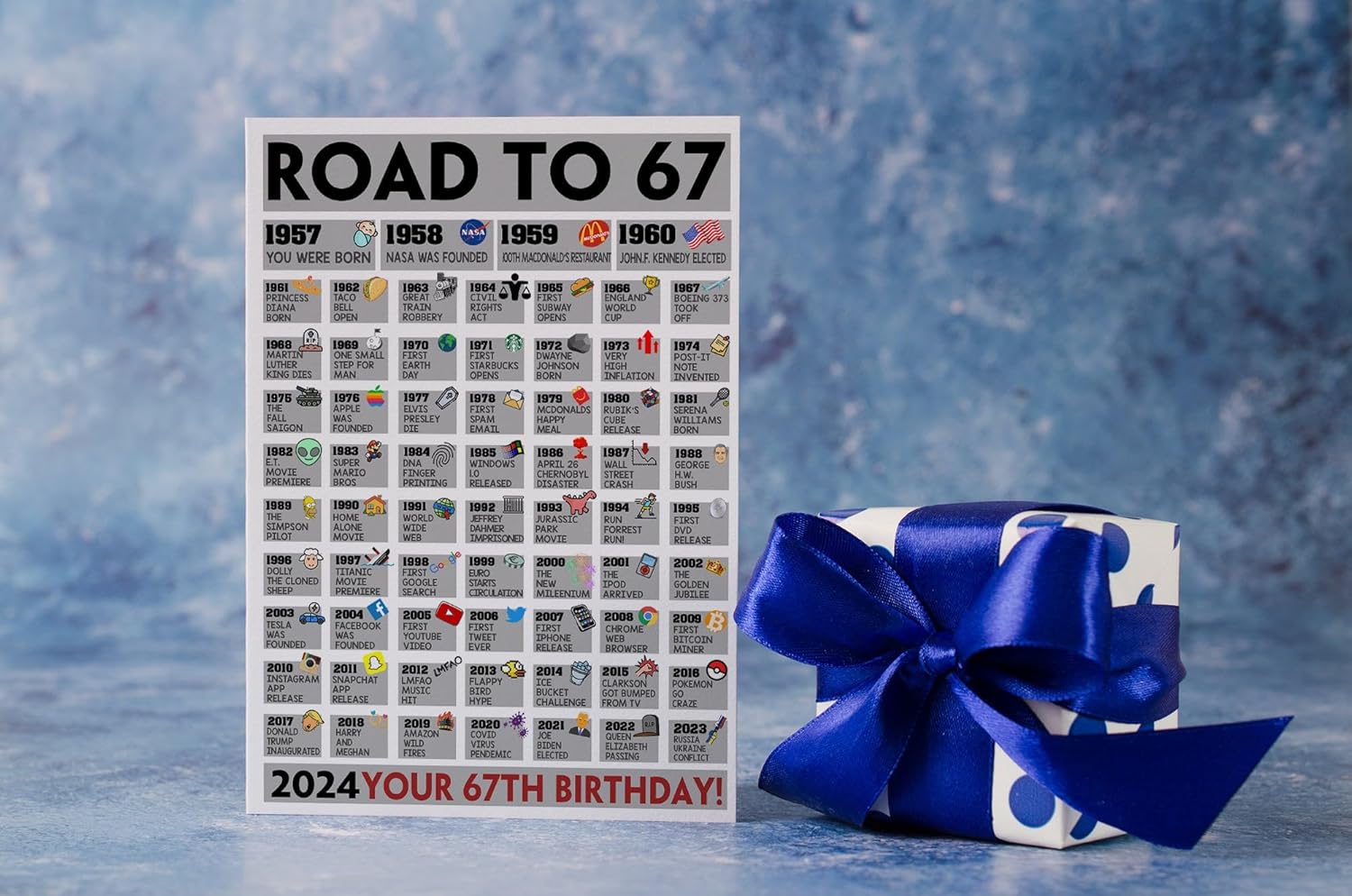 Tarjeta de cumpleaños número 67, tarjeta de hechos divertidos para niños de 67 años, tarjeta de felicitación de regalo de cumpleaños 67, tarjetas de