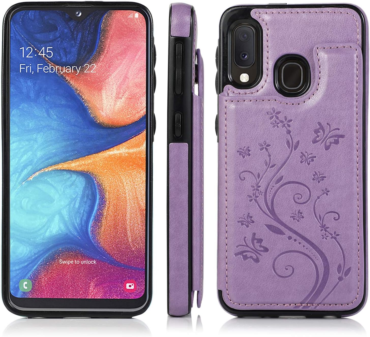 Funda de teléfono para Samsung Galaxy A10eA20e con protector de pantalla de vidrio templado y tarjetero con soporte para tarjetero, accesorios de