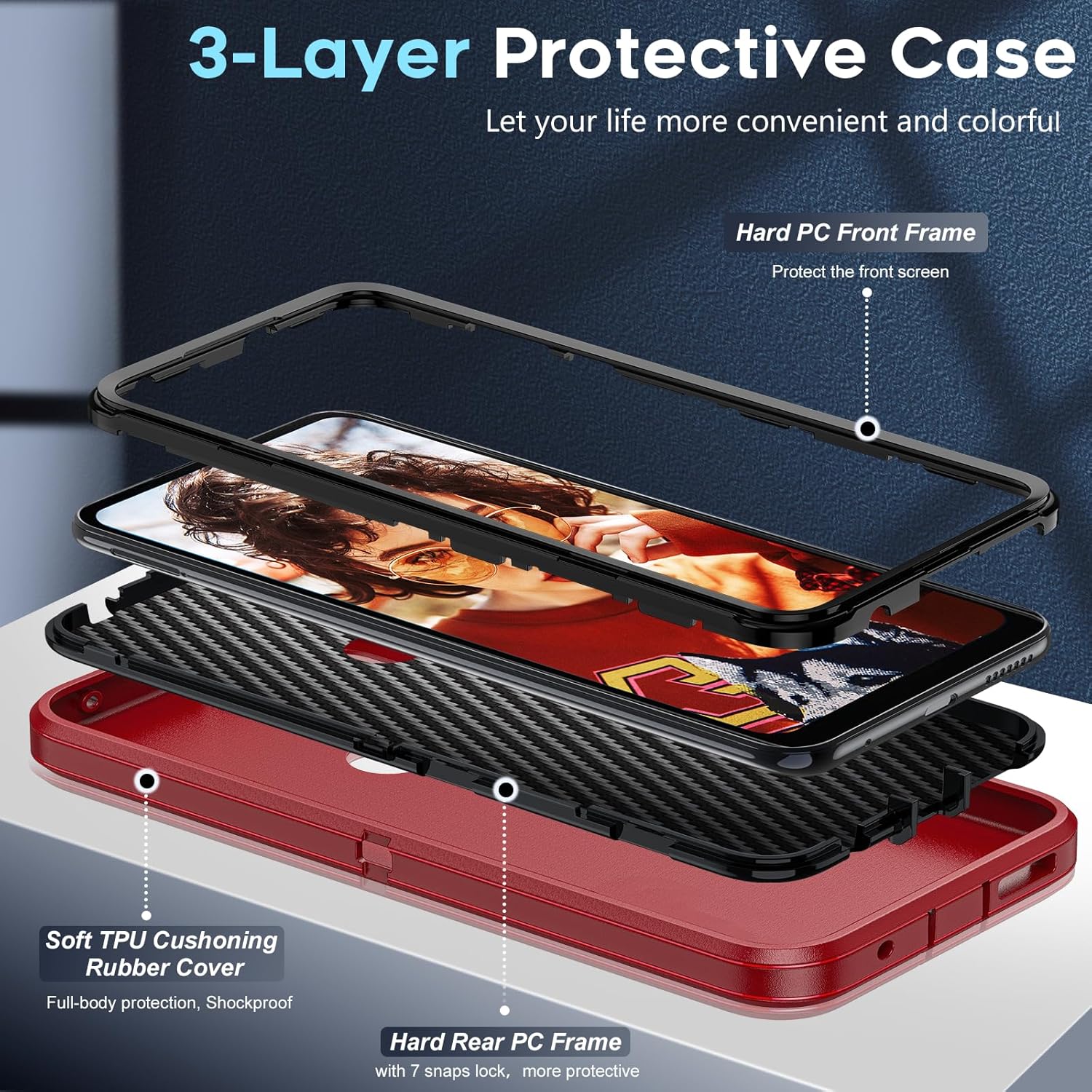 LeYi Funda para Moto G Play 2023 Funda para Motorola G Play 2023 con 2 protectores de pantalla, resistente 3 en 1 de grado militar, funda a prueba