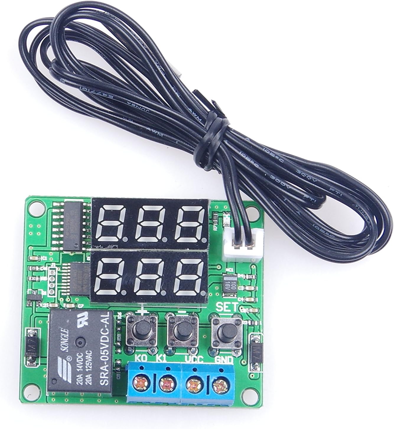 LM YN Módulo de termostato digital de 5 V CC de -58  a 257  Fahrenheit, pantalla de temperatura controlador de temperatura con relé de 20 A, sonda