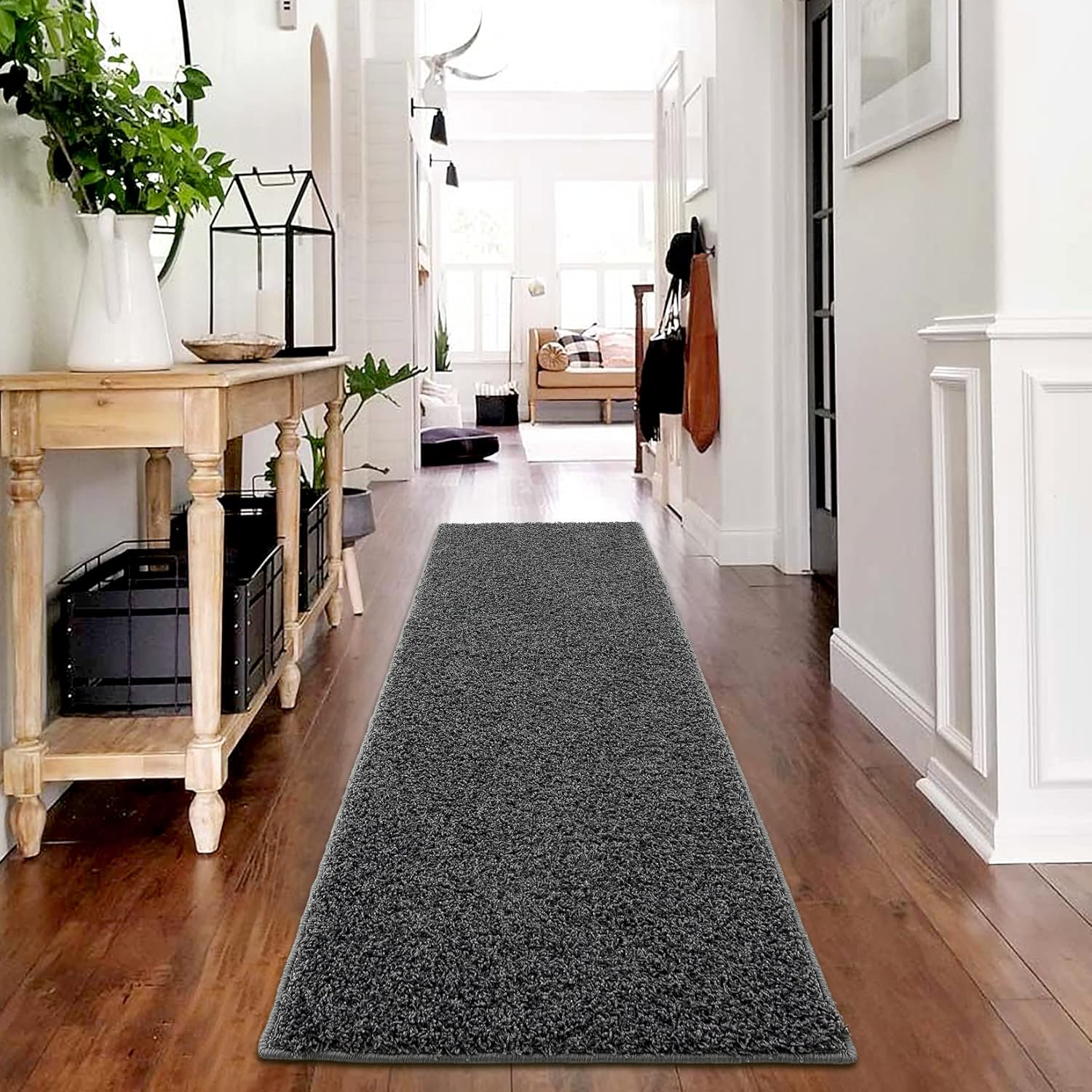 COZYLOOM Alfombra de pasillo de 2 x 6 pies, moderna para interiores, alfombra lanuda con respaldo de goma, suave y esponjosa, para entrada, pasillo,