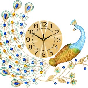 Large Peacock Wall Clock, 27.5 inch Luxury Peacock Clocks Silent Movement Wrought Iron and Metal Dial 3D Silent Wall Clocks Battery Operated Large Large Peacock Wall Clock, 27.5 inch Luxury Peacock Clocks Silent Movement Wrought Iron and Metal Dial 3D Silent Wall Clocks Battery Operated Large