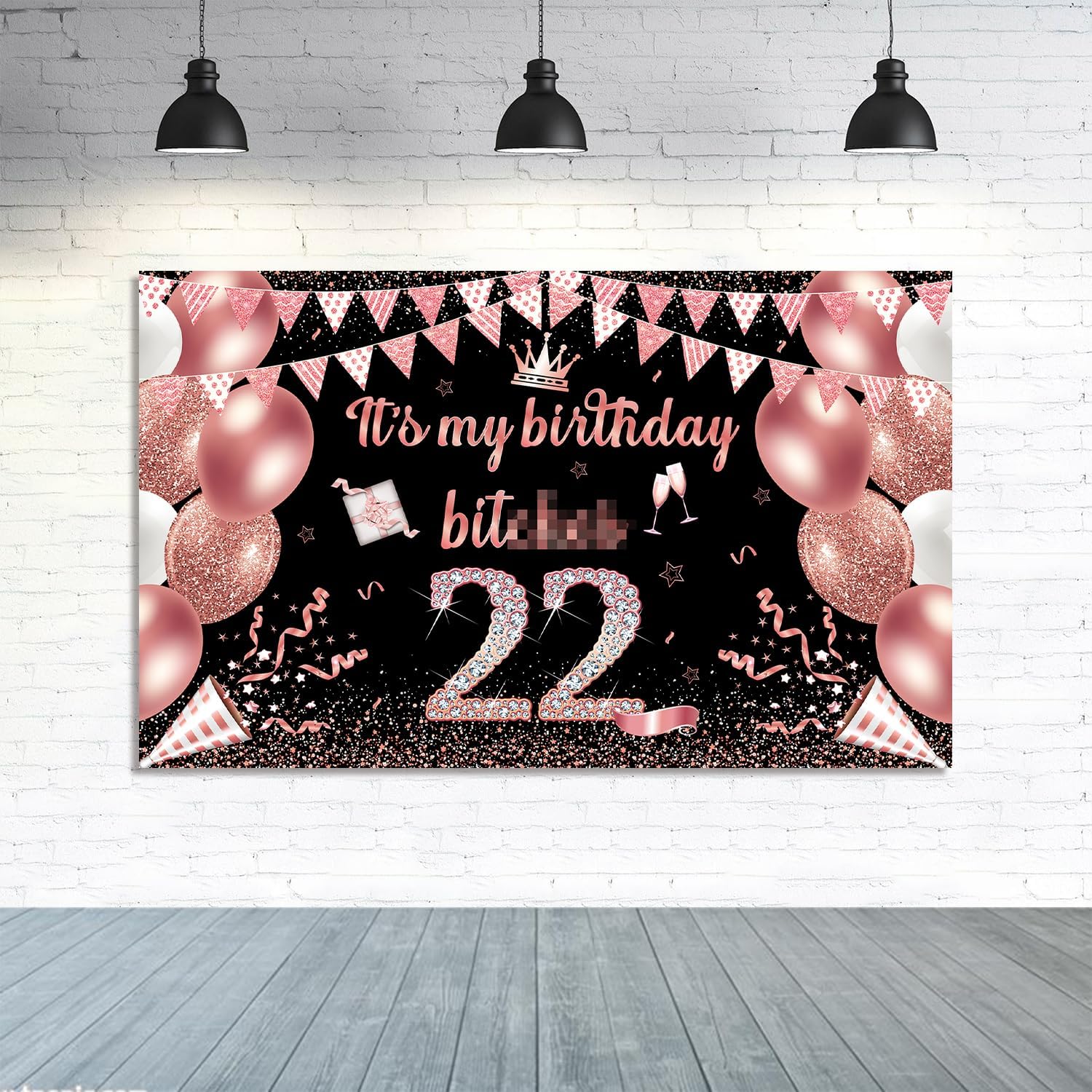 Fondo de pancarta con texto en inglés “It’s My Birthday”, fondo grande para decoración de fiesta de cumpleaños, divertido cartel de oro rosa para
