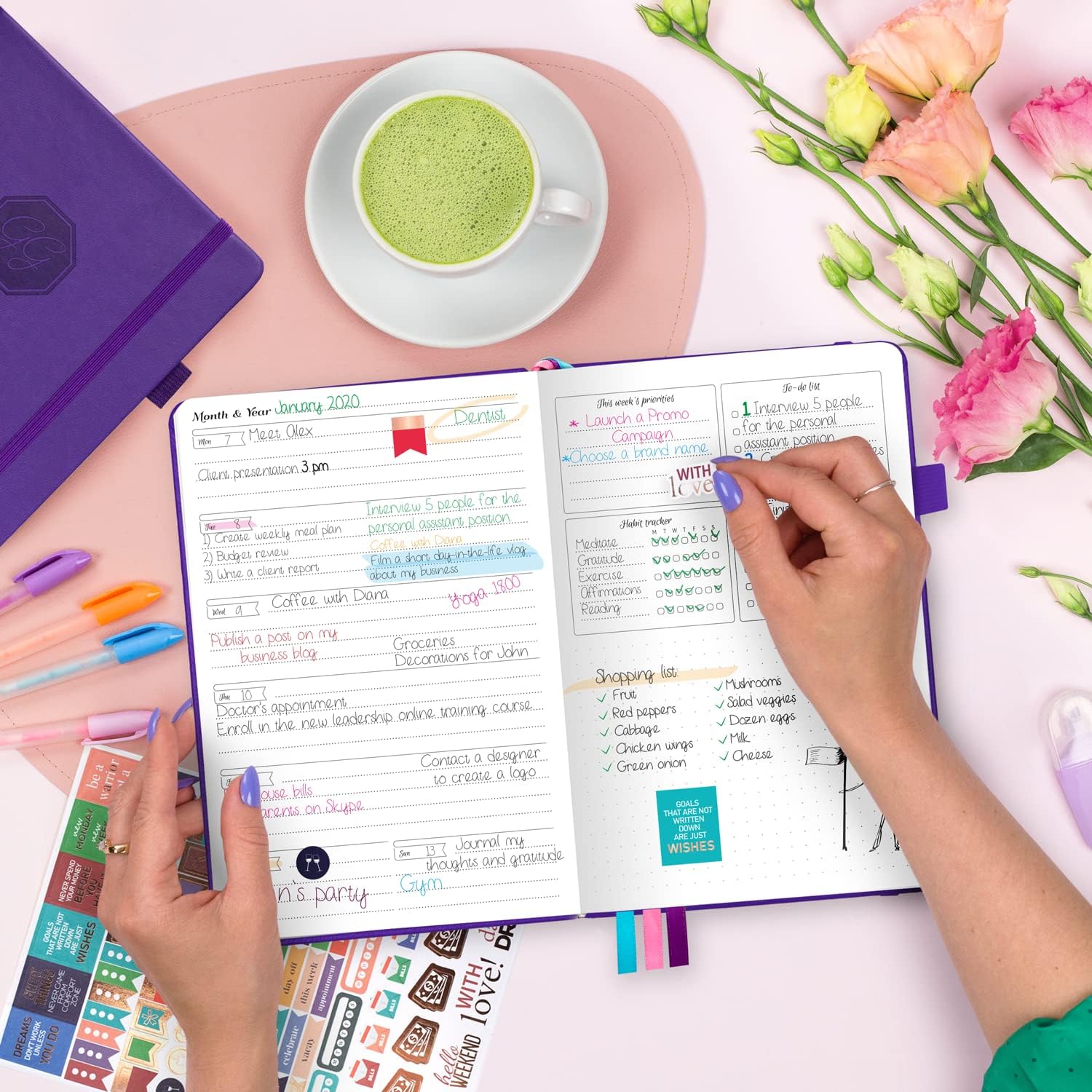 GoGirl Planner – Agenda y organizador para mujeres, sin fechas, comienza en cualquier momento, dura 1 año, 13.4 x 19.5 centímetros.