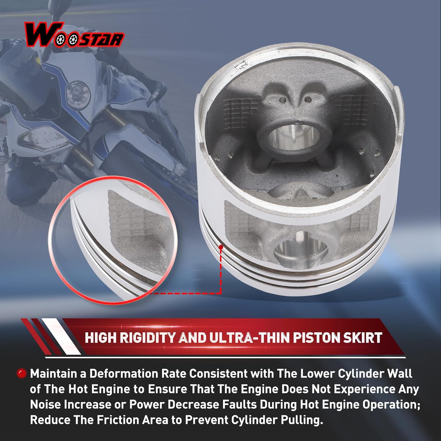 WOOSTAR Kit de anillo de pistón de 2.224 in de repuesto para CG125 CB125 XL125 CT125 SL125 TL125 CL125 chino ATV Quad Dirt Pit Bike Go Kart motor