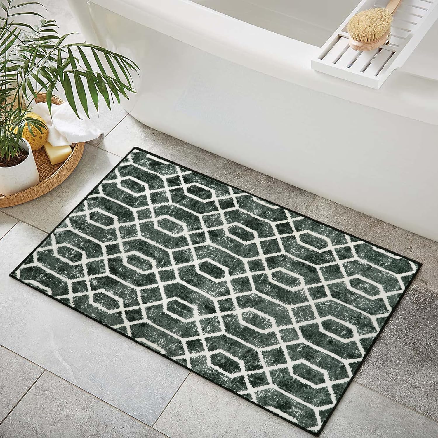 Lahome Alfombras marroquíes de baño, 2 x 3 pies, lavables, para entrada, envejecidas, antideslizantes, para piso, tapete para puerta, dormitorio,