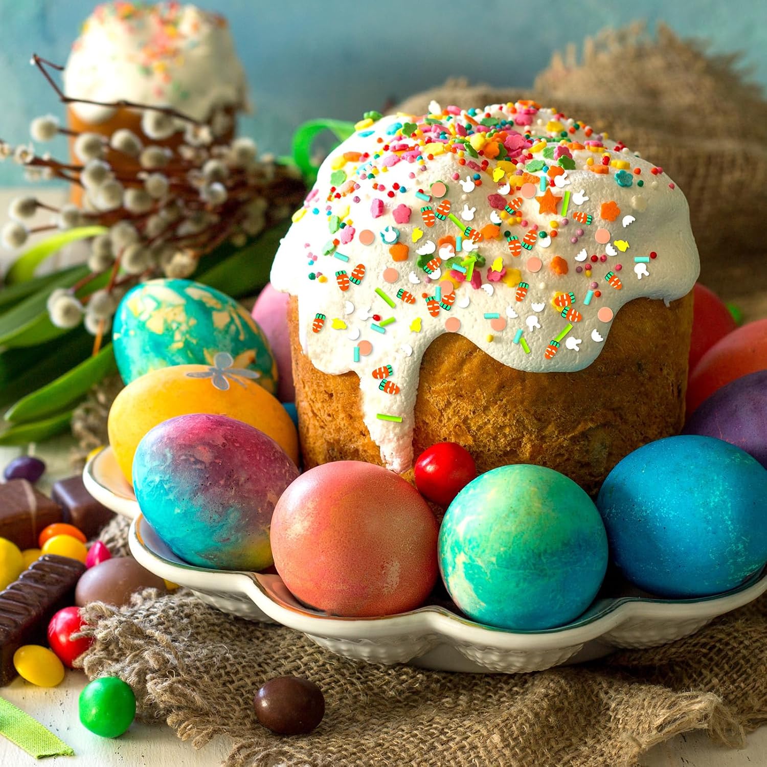 Tigeen Gránulos falsos de Pascua de 10.58 oz de arcilla polimérica, chispas de polímero de arcilla suave, mezclas de Pascua, suministros para hacer