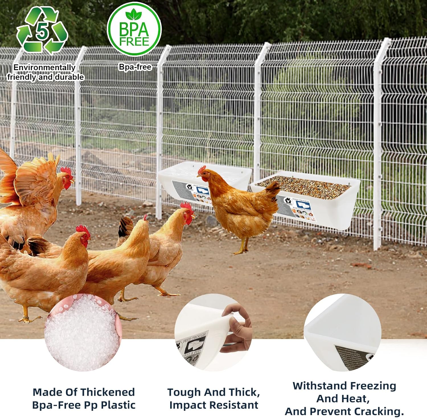 GIFANK Paquete de 4 comederos de pollo con clips, comederos de valla colgantes para cabras, patos, ovejas, lechones, caballo, pollo, ciervo, ganso,