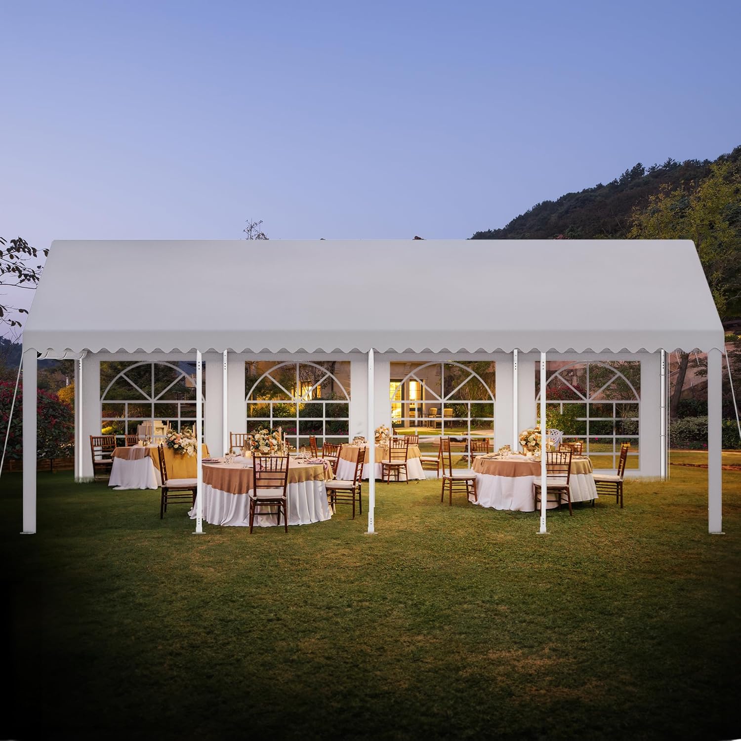 YITAHOME Tienda de campaña de PVC resistente de 13 x 26 pies, refugios para eventos de boda, toldo ondulado galvanizado mejorado con techo grande,