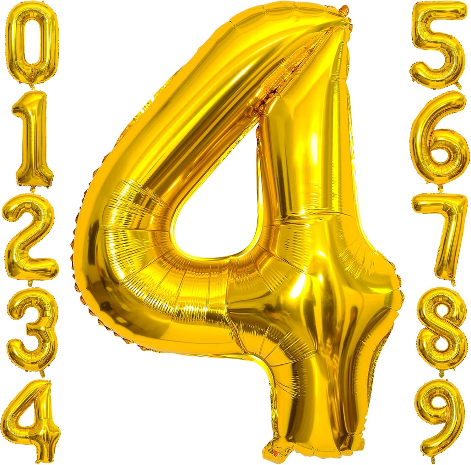Globo dorado con el número 4 de 40 pulgadas, globos grandes de Mylar para niños de 4 años de edad, decoración de fiesta de cumpleaños, boda,